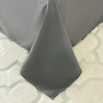 drap plat double gris lisse satiné minimaliste moderne lit adultes polyester