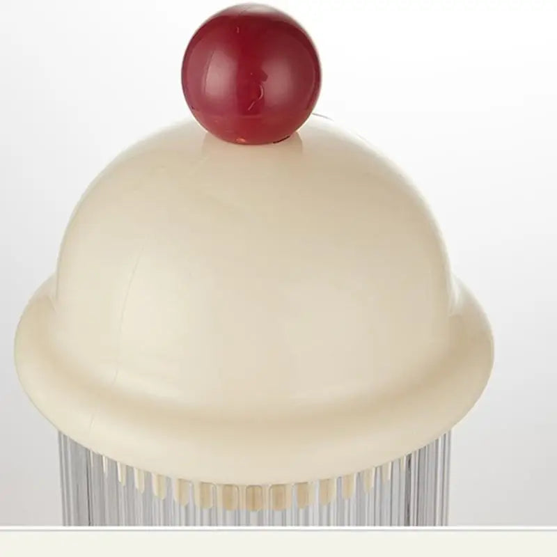 organisateur récipients verre rayures flocking transparent couvercle opaque décoratif ludique blanc crème rouge