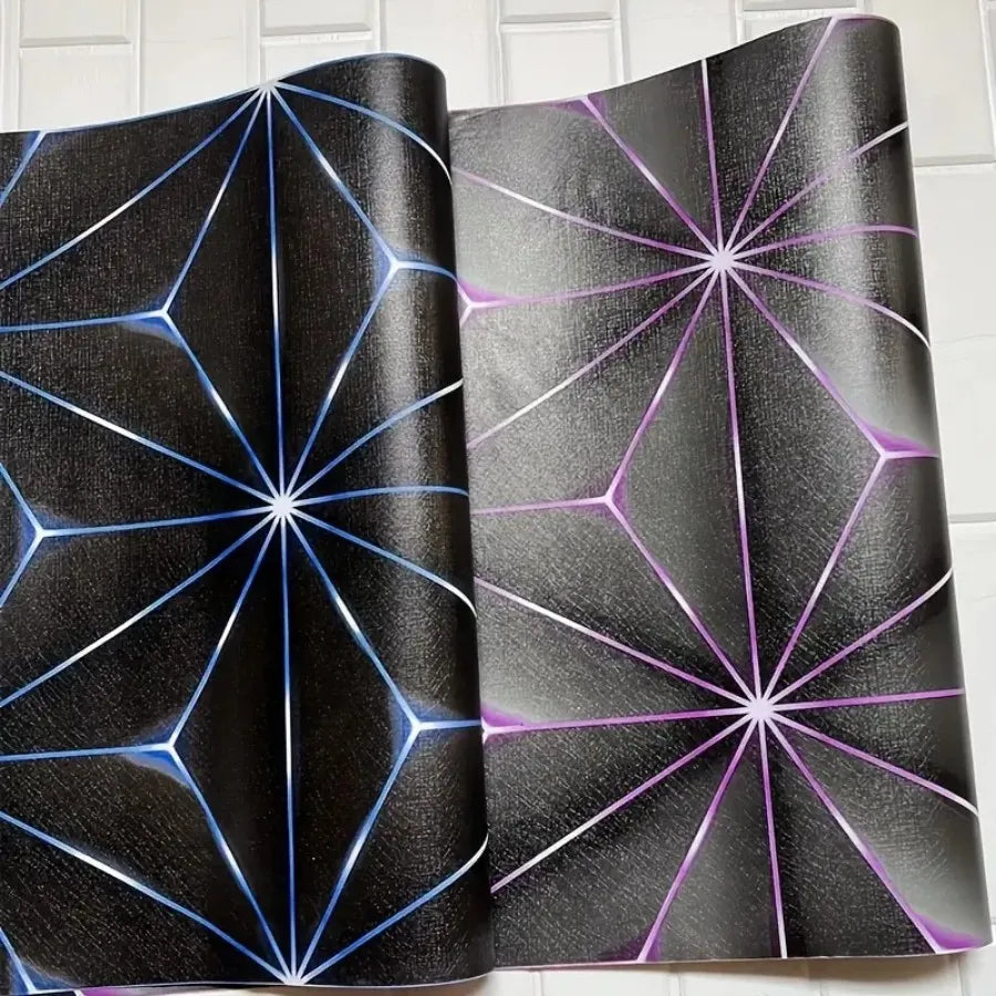 papier peint vinyle moderne géométrique bleu violet adhésif résistant humidité anti moisissure