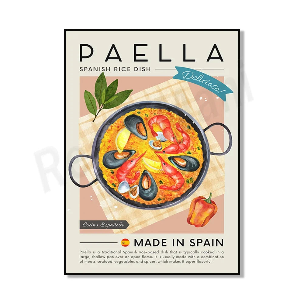 Une délicieuse paella, un plat de riz traditionnel espagnol cuit dans une grande poêle peu profonde sur un feu ouvert, agrémenté de viande, de fruits de mer et d'épices, pour un saveur unique.