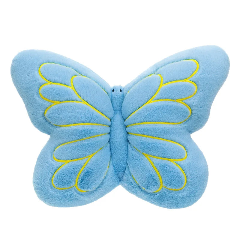 coussin papillon rose jaune bleu violet motif veines détaillées tissu éponge doux velouté mignon