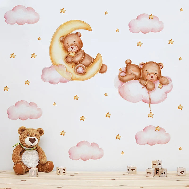 Décoration murale bébé ours nuage étoile