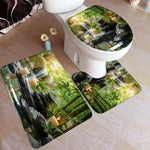 tapis toilette moderne vert feuilles bambou motifs floraux respectueux environnement adhésif salle bain