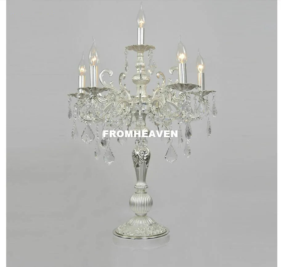 lampe poser or argent ornements baroques cristal led classique baroque