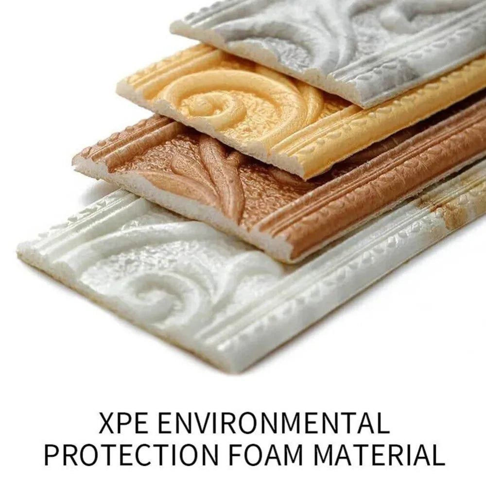 bordure décorative adhésive plastique motifs floraux classique orné blanc beige marronclairOpaque