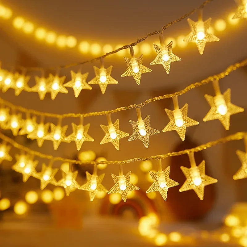 guirlande lumineuse étoiles blanc doré multicolore moderne décoration noël maison mariage jardin