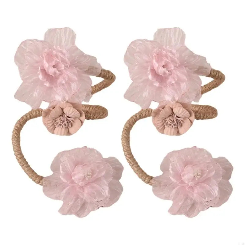 boucles rideau violet rose bleu clair blanc fleurs tulle noeuds corde opaques décoratifs