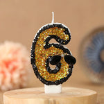 bougies forme chiffres paillettes dorées or noir festives anniversaires tringles