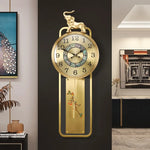 horloge murale moderne or floral asiatique décoration éléphant aiguille métal verre