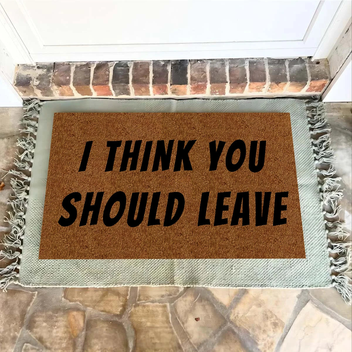 tapis d'entrée marron lettres noires moderne imperméable antidérapant extérieur sol bain porche
