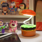 lampe créative forme hamburger led rechargeable orange vert noir blanc