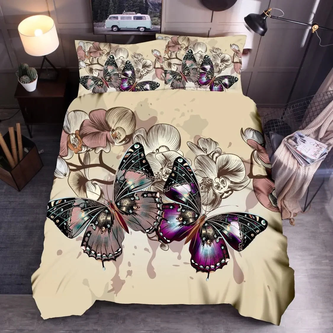 Parure de lit papillon noire design