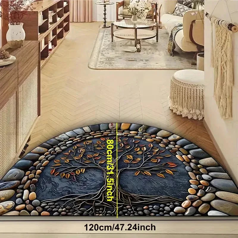 tapis d'entrée arbre stylisé résistant décoloration moderne polypropylène extérieur salon chambre