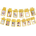 cadre photo mural bois naturel minimaliste clips texte anniversaire one month two months deco