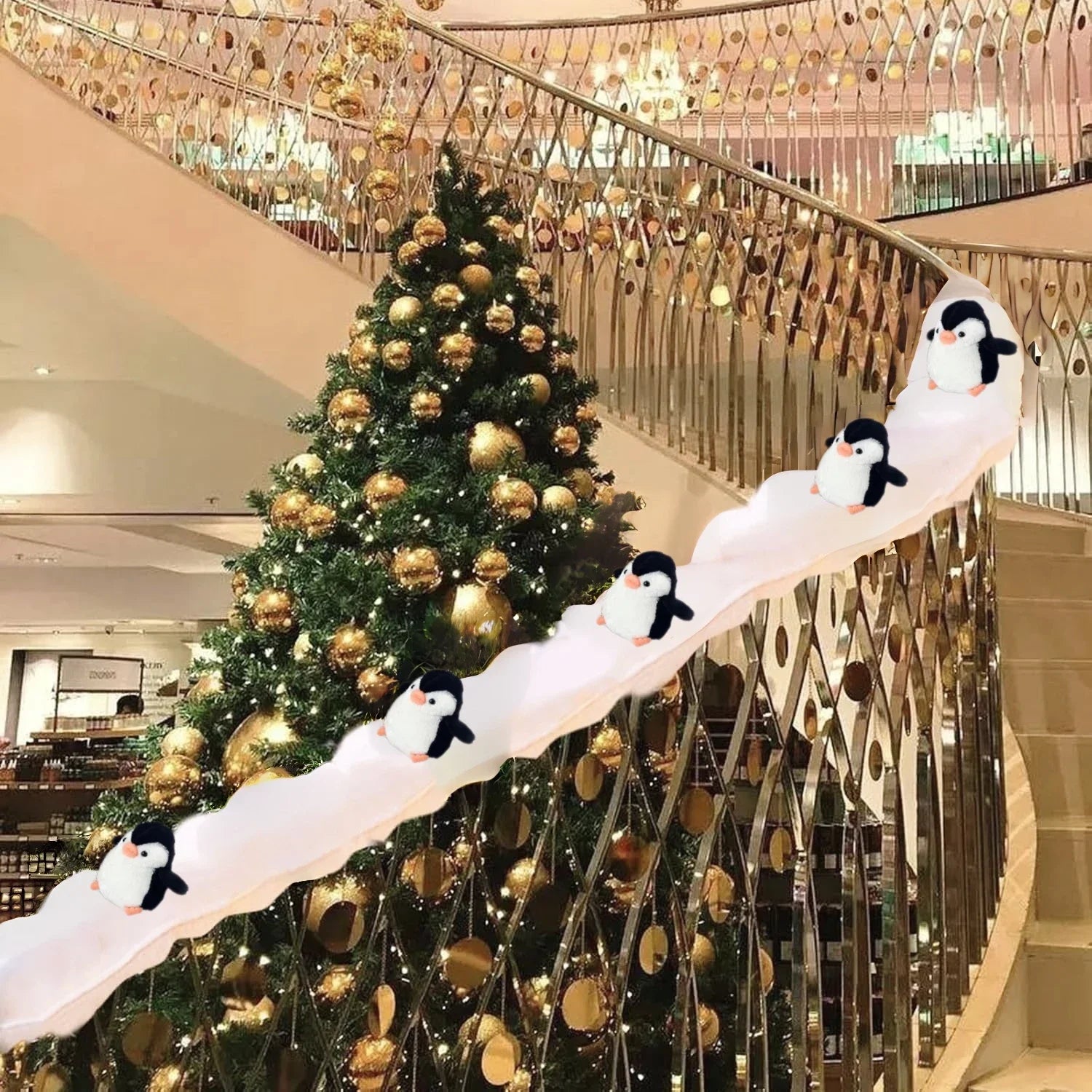 Ensemble déco escalier Noël ours polaire et tapis neige
