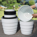 pot fleur plastique blanc rond perforé plantes vertes décoration maison moderne