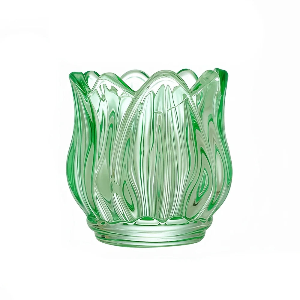 support bougie tulipe moderne rose rouge vert transparentDecoration élégante maison mariage