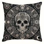 taies d'oreiller gothiques crânes étoiles noires blanches maison lit 45x45cm polyester peachskin