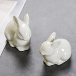 décoration intérieure statue lapin blanc céramique lisse brillante classique moderne petite taille