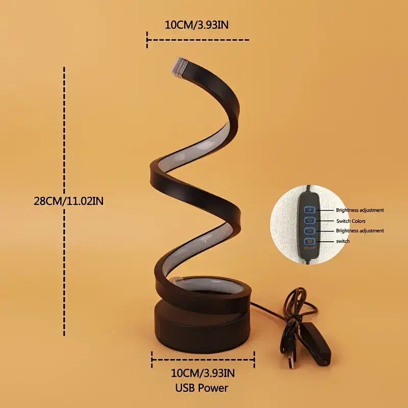 lampe table moderne spirale noire intense variable chambre salon