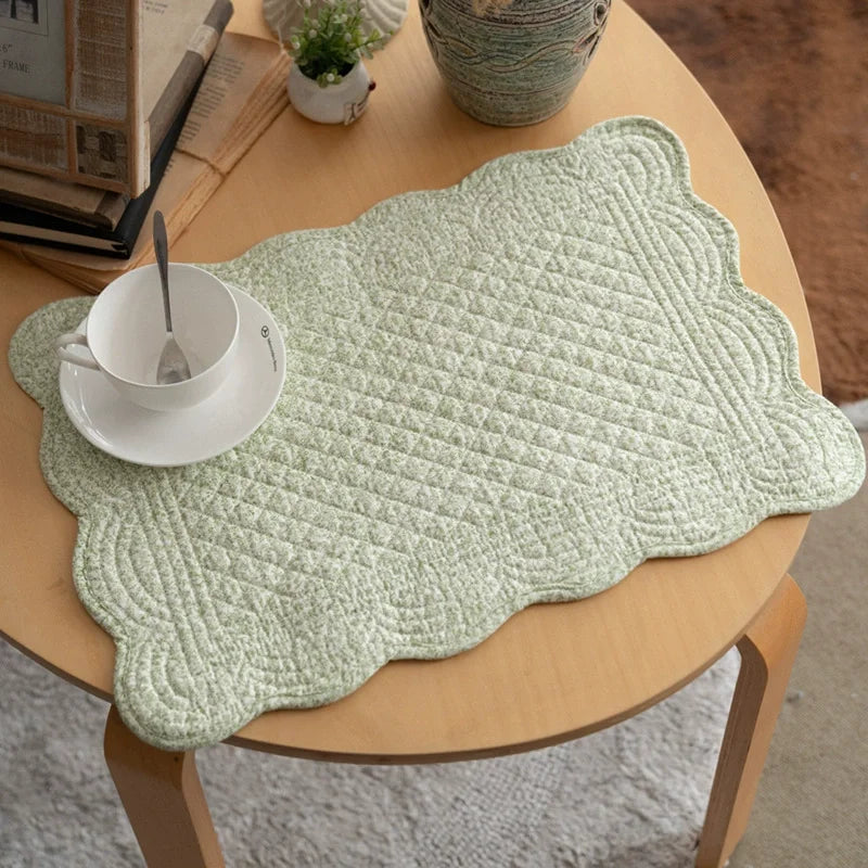 tapis table rectangle bleu marine quilté géométrique respectueux environnement 18x13 inches
