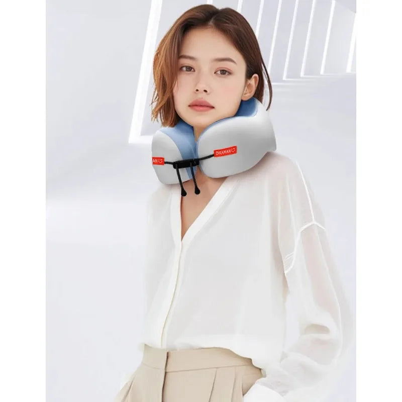 oreiller voyage coussin memoire forme coton polyester ajustable blanc bleuclid texturesoft ergonomique supportcervical