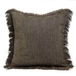 taies d'oreiller carrées modernes couleurs marron rose beige franges coton polyester