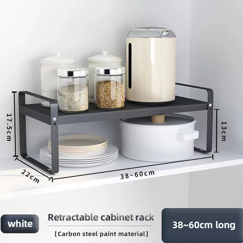 étagère cuisine rétractable modulaire noire métal tiroirs moderne fixée assemblage facile rangement efficace