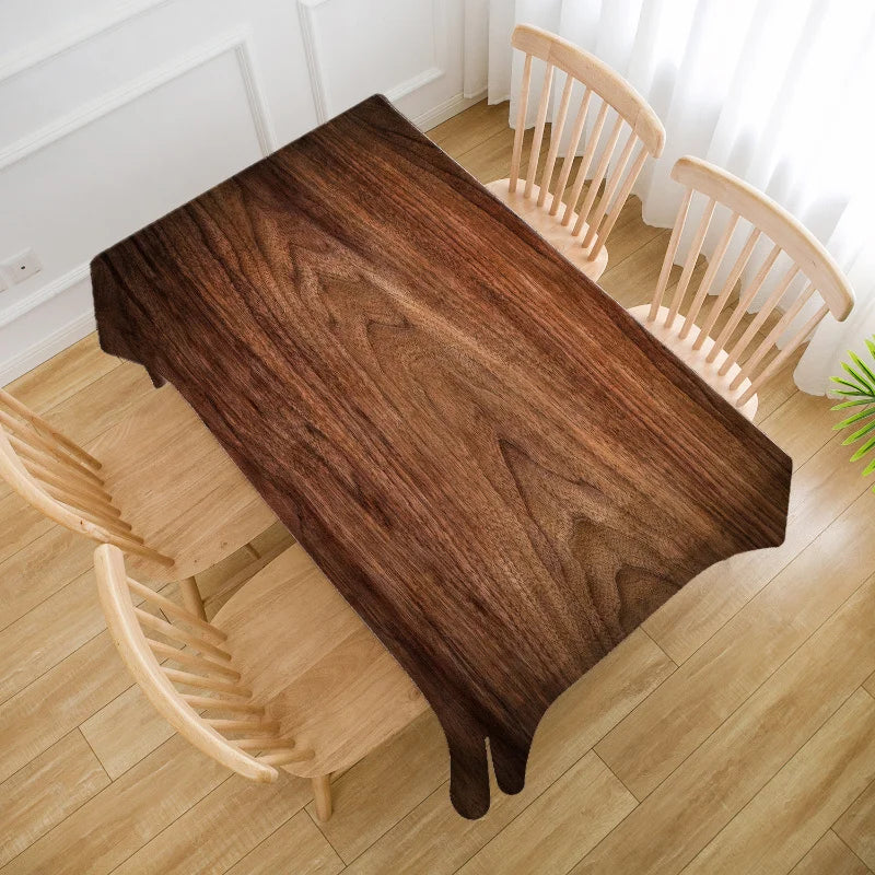 nappe table marron imitation grain bois moderne rustique réutilisable polyester