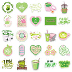 stickers graphiques moderne vert rose blanc adhésifs pack 50 pièces différents motifs floral