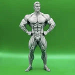statue fitness réaliste musclé décoration sport muscle détaillé texture granulée blanc gris métallisé bracelet