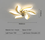 plafonnier moderne or noir feuilles stylisées led télécommande flux lumineux 2000 82000 tension 110