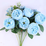 bouquet fleurs artificielles roses naturelles décoration mariage anniversaire intérieur 50cm 13 têtes soie