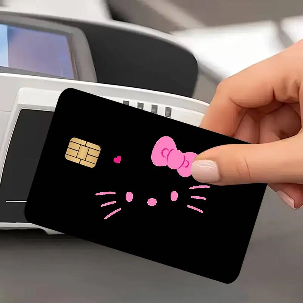 autocollants carte credit dessin anime fleurs cerisier pp paper waterproof réutilisable roseclair oneunit