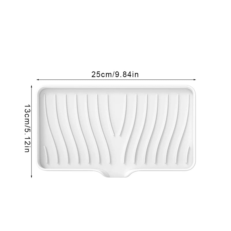 support savon gris blanc moderne adhésif rayures horizontales drainage anti dérapant cuisine salle bain