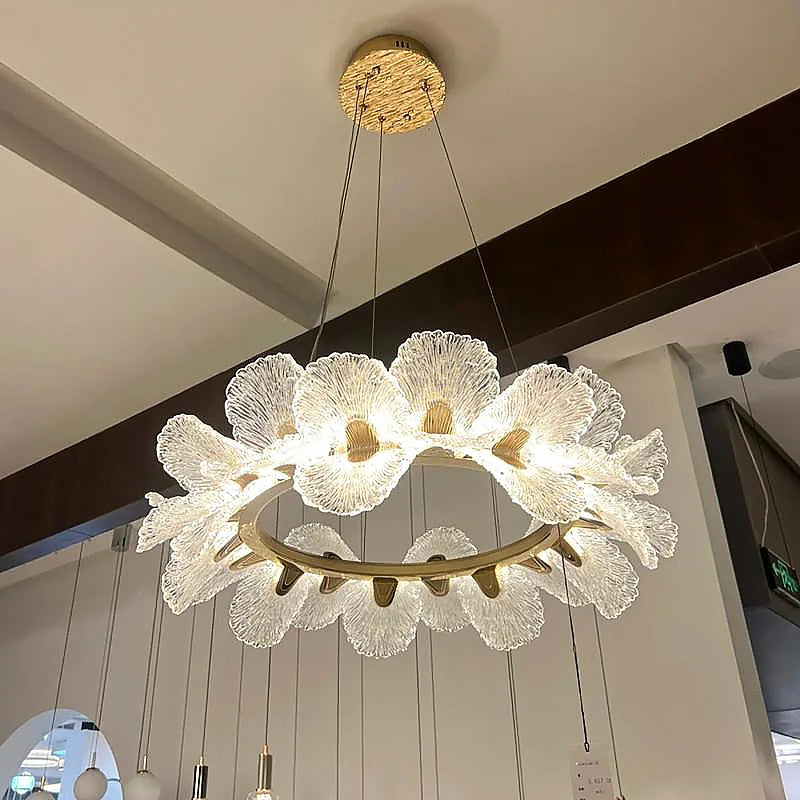 lampe suspendue moderne blanche fleurs relief acrylique translucide chambre restaurant led dimmable