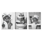 affiche moderne toile imprimée chats humoristiques salle bains toilettes décoration mur sans cadre
