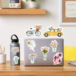 stickers illustrés fleurs papillons adhésifs multicolores blanc noir bleu vert rose jaune carnet scrapbooking