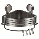étagère salle bain ventouse métal gris moderne crochets ventouses minimaliste rangement douche