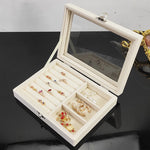 boîte bijoux velours blanc gris rose rangements boutons pression classique.storage box bijoux