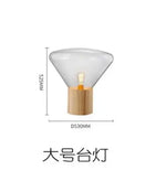 lampe poser transparente bois minimaliste moderne ampoule led base bois conique