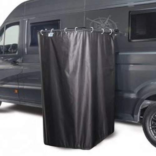 rideau porte gris foncé uni opaque moderne tringle fixe camping caravaneextérieur