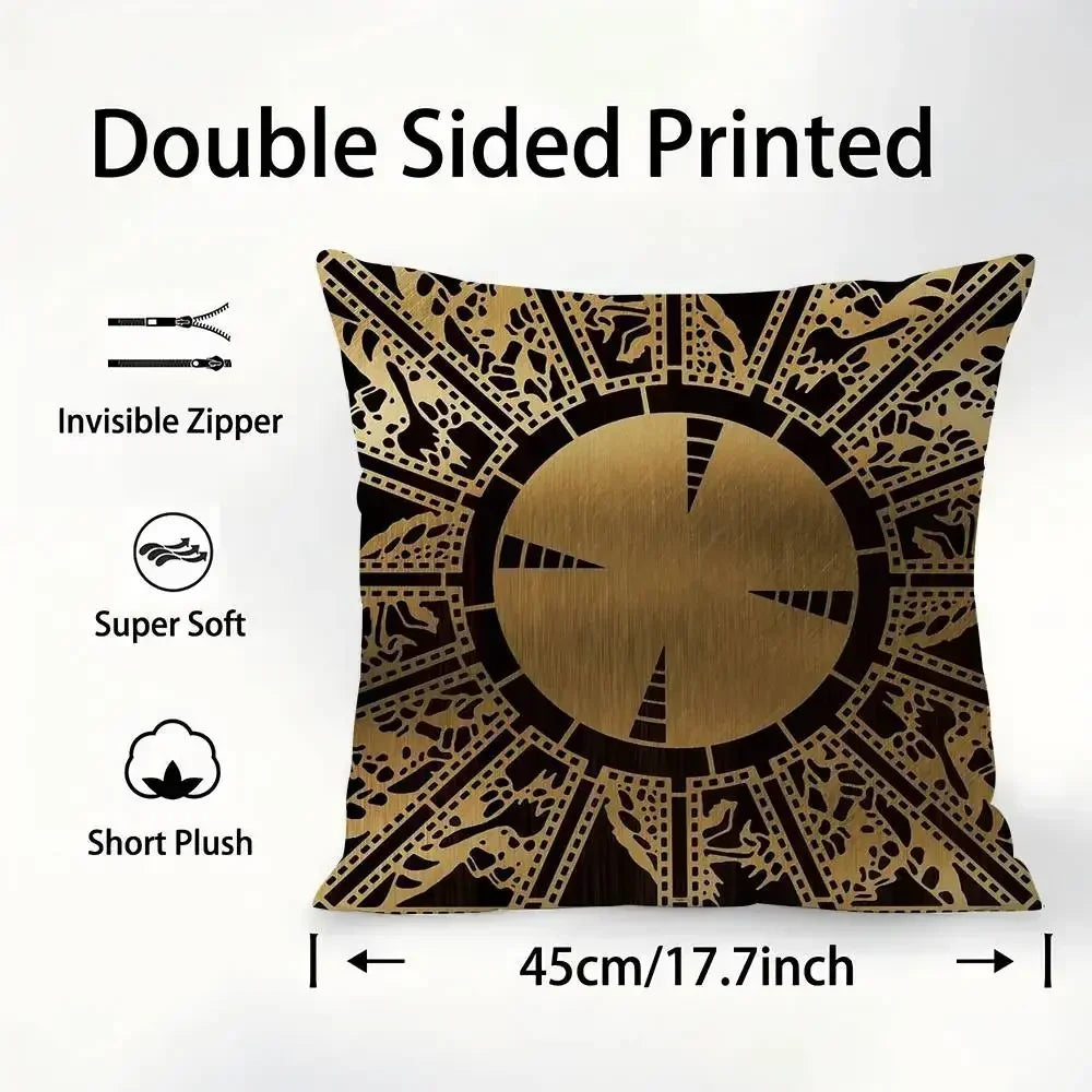 taie d'oreiller moderne motif géométrique noir doré double face courte peluche lit carré 45x45cm