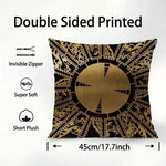 taie d'oreiller moderne motif géométrique noir doré double face courte peluche lit carré 45x45cm