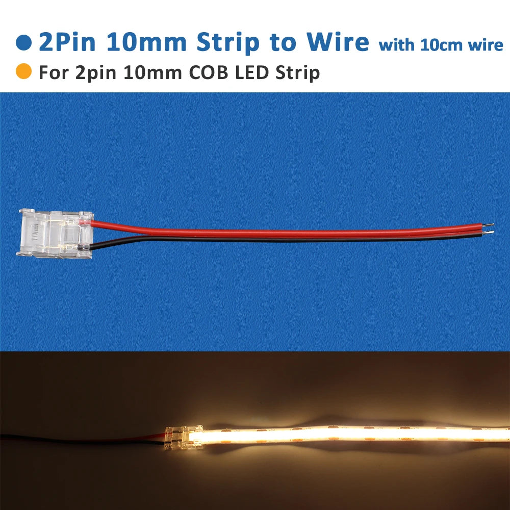 connecteurs led transparents 2pin 3pin clips câbles rgb cct cob 5v 12v 30v ul