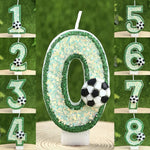 bougies chiffres paillettes football anniversaire decoration verte blanche noire bleue thèmes sportifs numerotees opaque