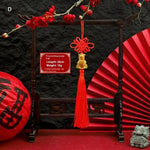 décoration murale suspendue bijou chinois rouge doré nœuds figurines animales artisanat festive