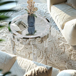 table d'appoint ronde argentée strass moderne élégante pieds simples transparente minimaliste