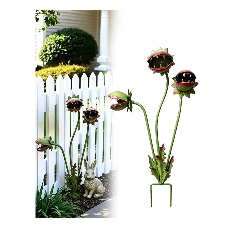 décoration extérieure plante carnivore artificielle dents fleurs noires vertes rose gothique fantaisieextérieur métal crochet