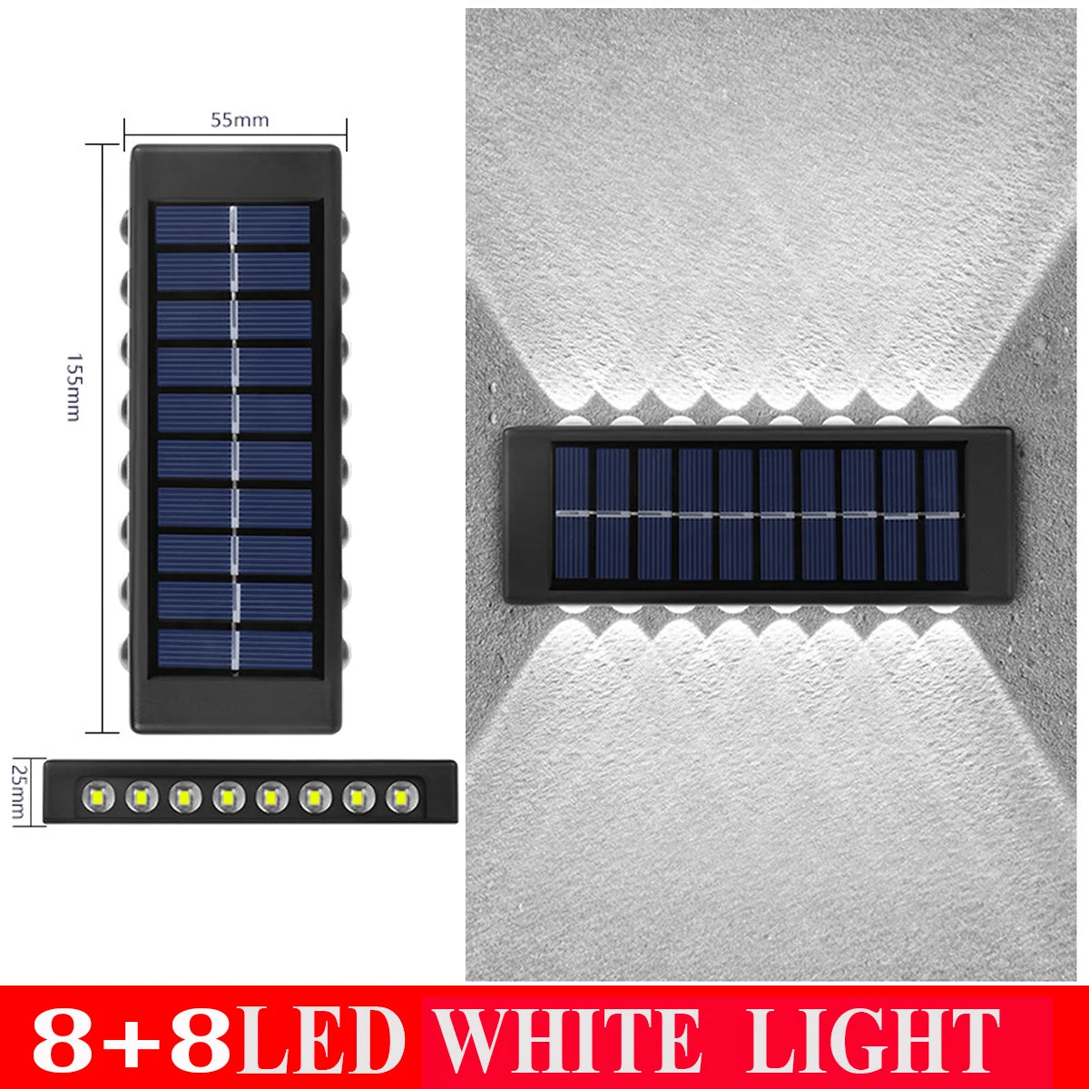 lampes murales solaires led modernes ip66 imperméablesextérieur minimalistes